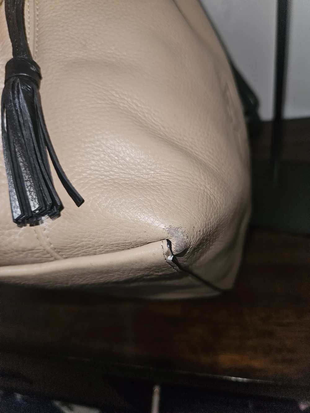 Women's Beige Tote Bag with Black Straps